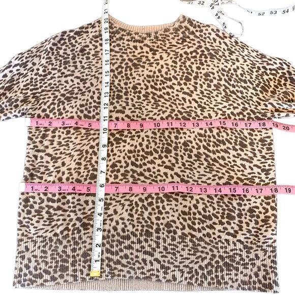 Monrow Mock Neck Cotton Cashmere Leopard Leo Print Belled Long Sleeve Sweater XS - Picture 8 of 9
